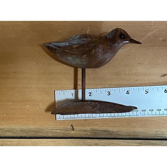 Wood Carved Brown Bird Figurine. Beach. Birds. Home Decor. - Picture 9 of 10